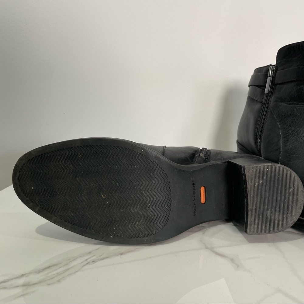 Black Leather Ankle Boots with Buckle Strap - Women - Picture 4 of 11